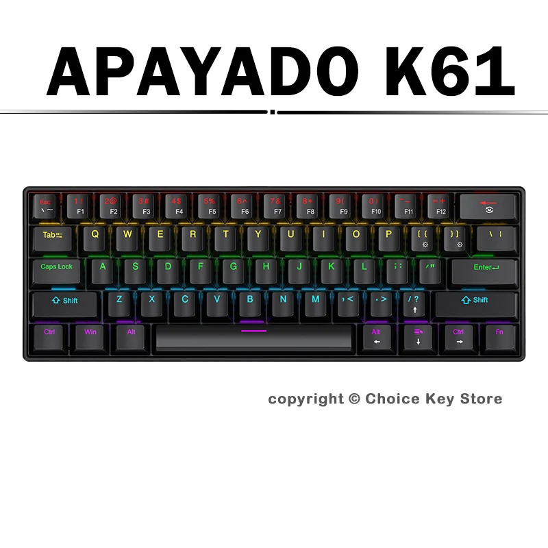 Keyboard Gaming Blue Switch - APAYADO K61 기계식 게이밍 키보드, 60%