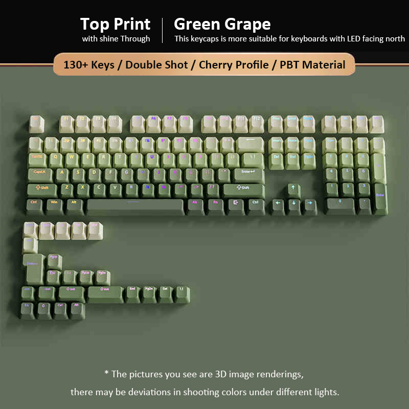 Gaming Keyboard No Rgb - 녹색 포도 이중 샷 PBT 키