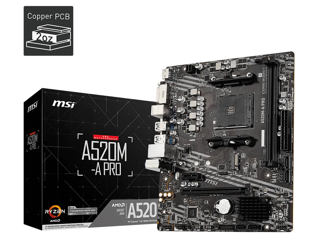 MSI의 최신 A520M-A PRO AM4 메인보드,  - Amd Cpu Ryzen 7 리뷰 및 가격