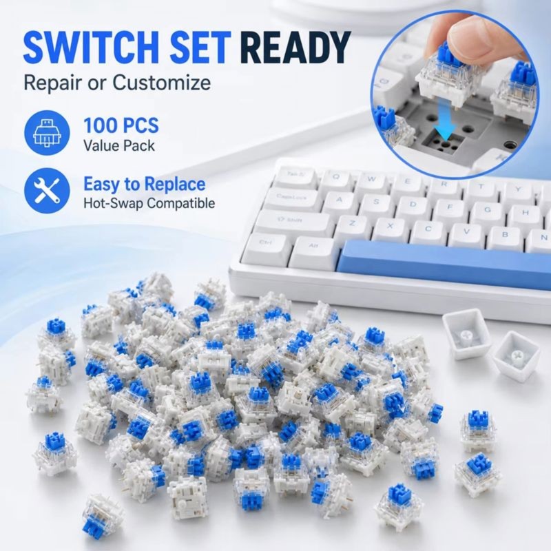 DT21 100개 DIY 기계식 키보드 스위치, 블루  - Keyboard Gaming Blue Switch 리뷰 및 가격
